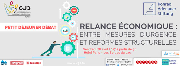 Relance économique entre mesures d'urgence et réformes structurelles thème du petit déjeuner débat du CJD
