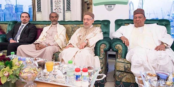 مع الرئيس الأفغاني و الجابوني وسعد الحريري، راشد الغنوشي يحضر حفل افطار رمضاني بمكة المكرمة