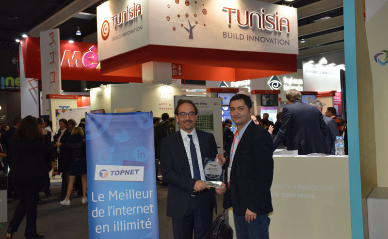 TOPNET obtient l’Award de la meilleure connexion Data fixe en Tunisie pour l’année 2017 lors du Mobile World Congress 2018