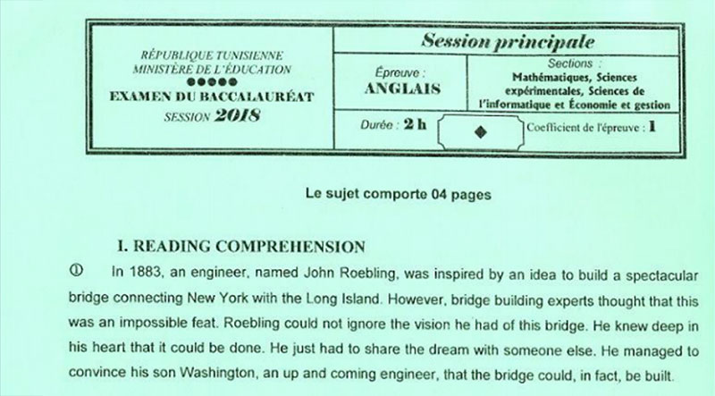 En photos : Le sujet de l’épreuve d’anglais des sections mathématiques, Sciences expérimentales, sciences de l’Informatique et Economie & Gestion 