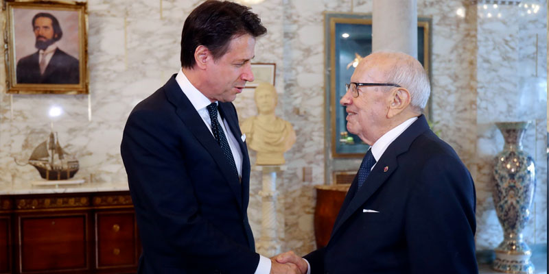 En photos : Béji Caïd Essebsi reçoit Giuseppe Conte 