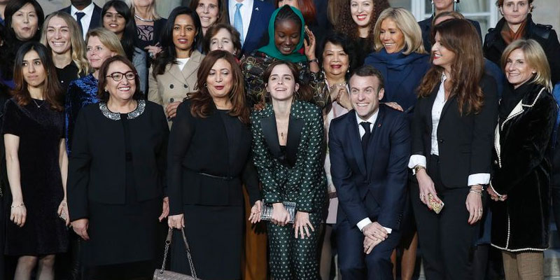 Bochra, Wided et Emma avec Macron pour l’égalité entre les femmes et les hommes