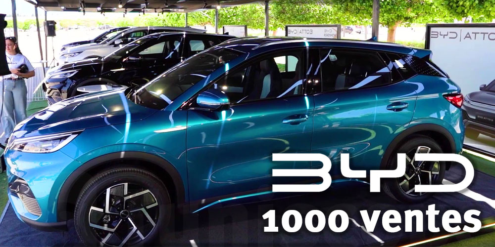 BYD en Tunisie a vendu 1000 voitures électriques, grâce à leur économie, leur confort de conduite et leur efficacité