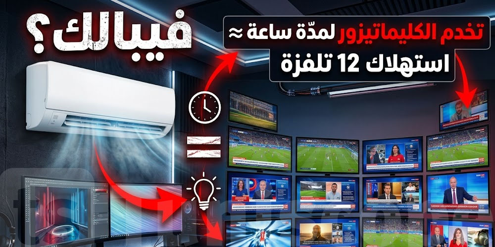 فيبالك؟ تشغيل الكليماتيزور لمدّة ساعة ≈ استهلاك 12 تلفزة