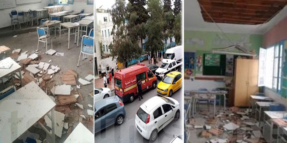 Tunisie-scandaleux : effondrement du toit d'une école