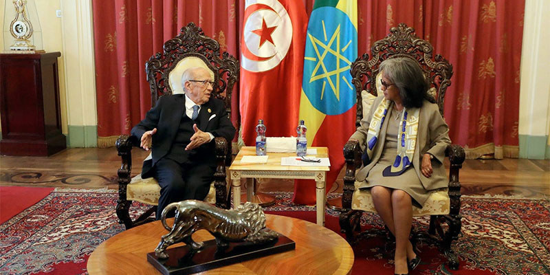 بالصور، قايد السبسي يلتقي رئيسة الجمهورية ورئيس الحكومة الأثيوبية