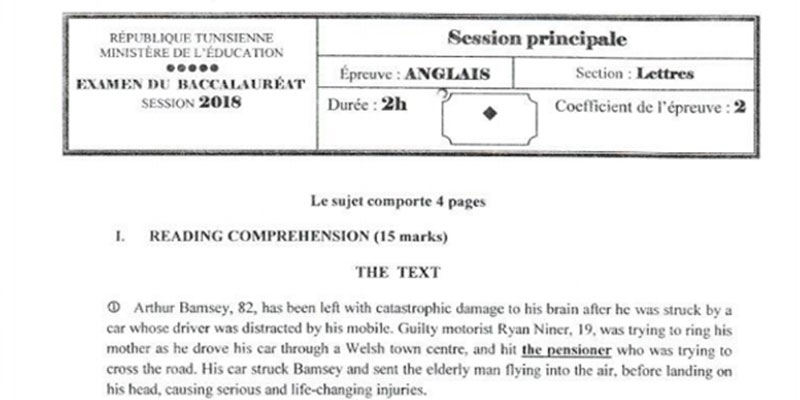 En photos : Le sujet de l’épreuve d’anglais de la section Lettres
