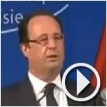 Coupure de l’électricité à la montée de F.Hollande sur le podium pour son allocution à l’UTICA