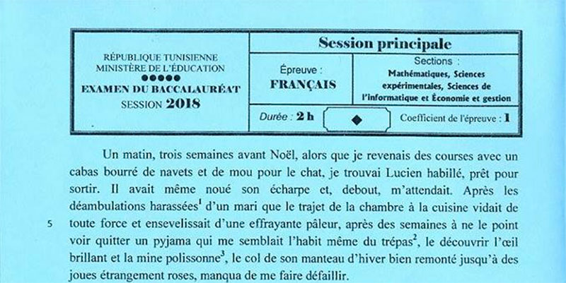 En photos : Le sujet de l'épreuve de français des sections mathématiques, sciences expérimentales, Informatique et Economie & Gestion
