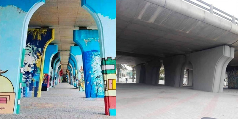 On a repeint en gris les belles fresques des jeunes Tunisiens