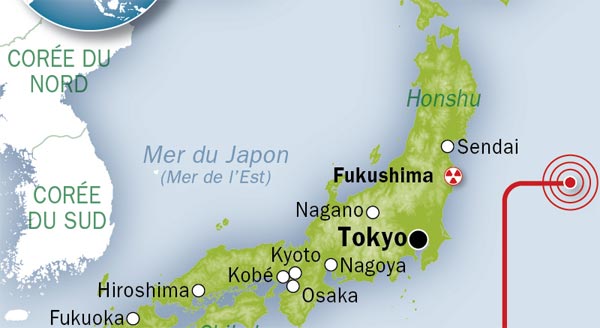 Puissant séisme au Japon, léger tsunami à Fukushima