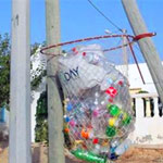 Photo du jour : La poubelle en filet de pêche, une création 100% kerkennienne