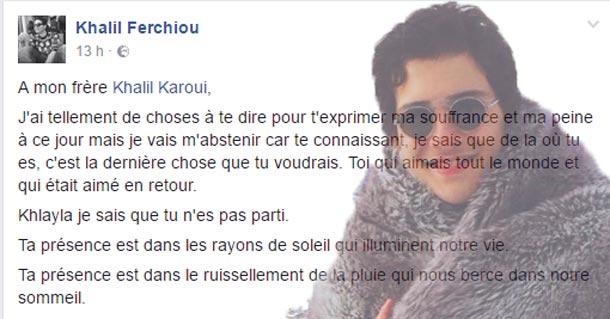 La lettre poignante de khalil Ferchiou, le compagnon du fils de Nabil Karoui