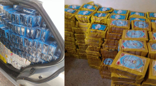 حجز 60 ألف دينار من السجائر المهربة و المعسل في طريقها إلى العاصمة