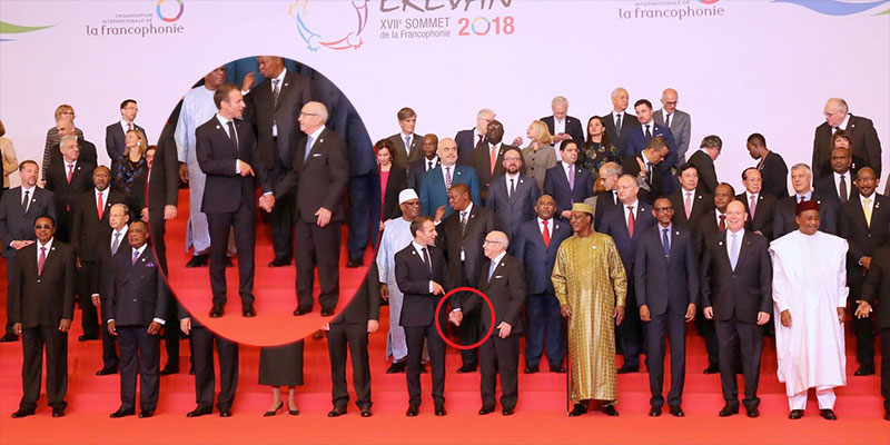 Photo du jour : Essebsi et Macron, main dans la main lors du Sommet de la Francophonie à Erevan