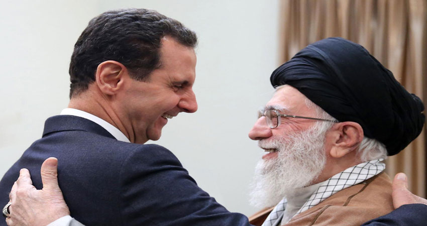 عناق خامنئي والأسد يبكي نصرالله