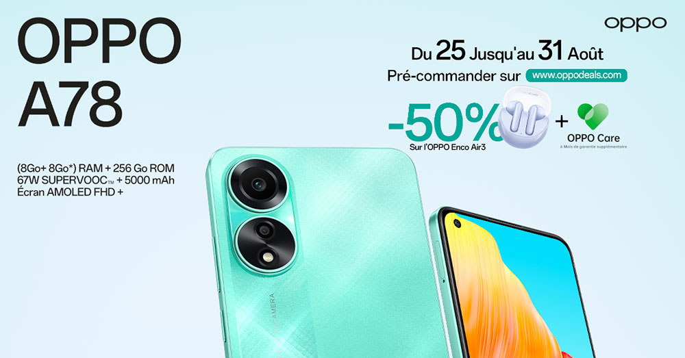 Le nouveau smartphone OPPO A78 bientôt en Tunisie