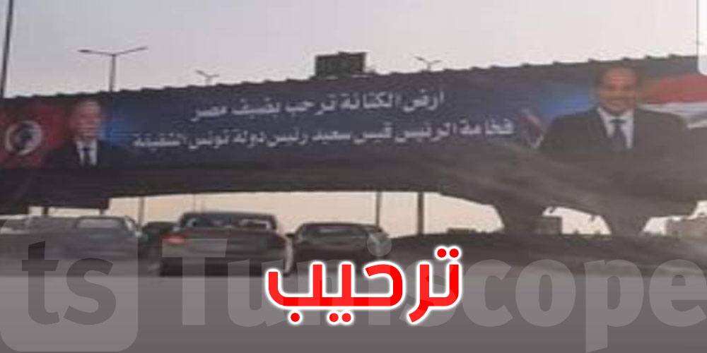صورة: لافتات في شوارع مصر ترحب بالرئيس قيس سعيد