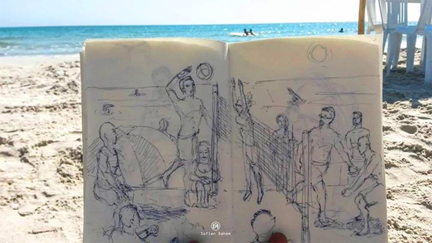 En Photos : Il repeuple la plage avec ses dessins