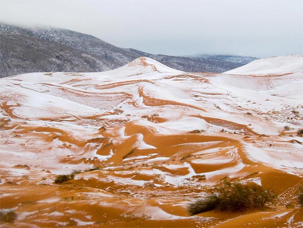 Pour la première fois depuis 37 ans, il neige sur le Sahara algérien