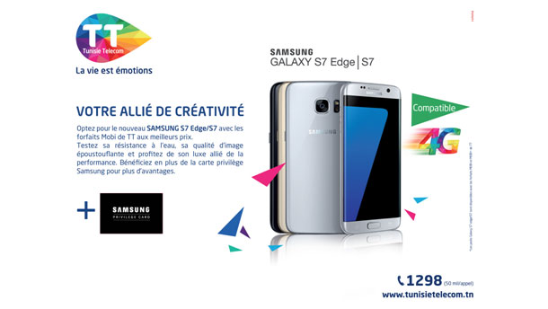 Chez Tunisie Telecom Optez pour le Samsung Galaxy S7 Edge 