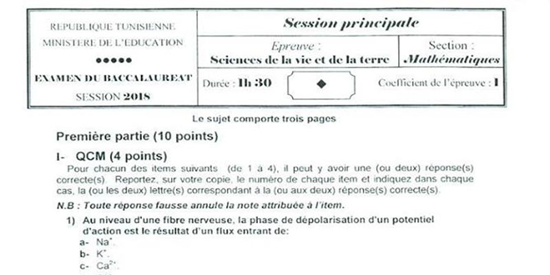 Bac 2018 : le sujet de l'épreuve de Sciences de la vie et de la terre de la section Mathématiques