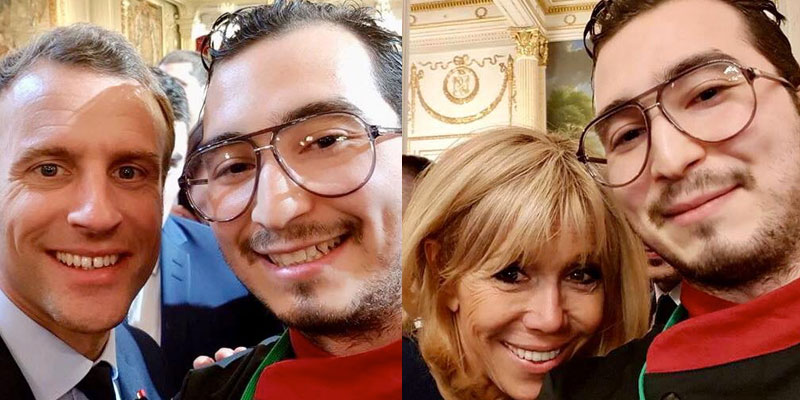 Qui est ce tunisien qui se prend en Selfie avec Emmanuel et Brigitte Macron ?