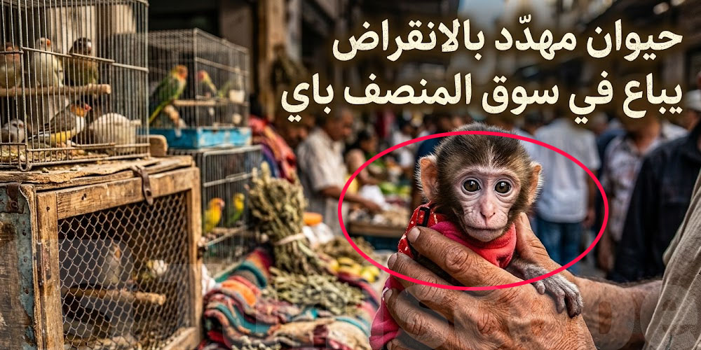 صادم: بيع قرد مهدّد بالانقراض في سوق المنصف باي.. دعوات للتدخل العاجل