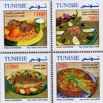 Emission de 4 timbres-poste sous le thème ‘plats de Tunisie’