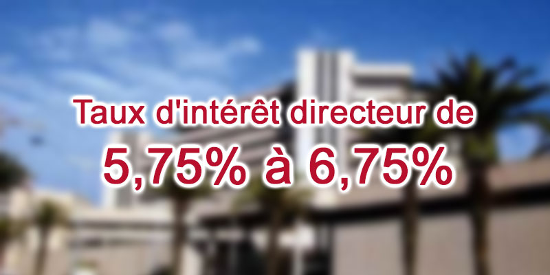 La BCT relève le taux d'intérêt directeur de 5,75% à 6,75%