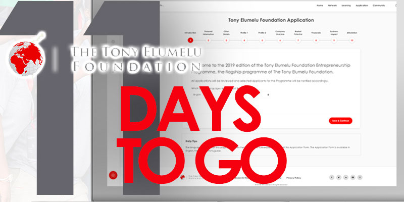Encore quelques jours pour le programme d'entreprenariat de la Fondation Tony Elumelu