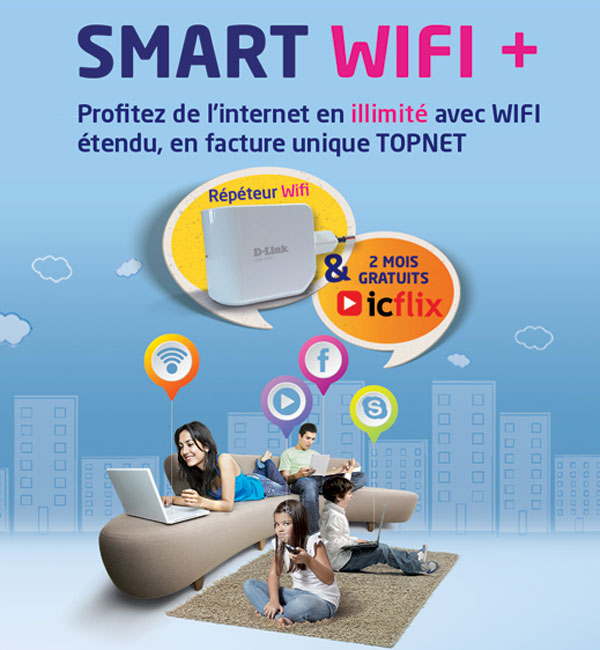 TOPNET lance le Pack SMART WIFI + : 1ère offre d'accès à l’internet en illimité avec large couverture WIFI et contenu vidéo