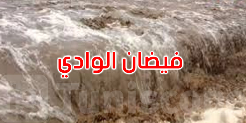عاجل: فيضان وادي الجراد يقطع الطريق في تمغزة