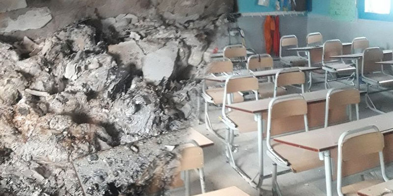 Photos : Une école incendiée par des inconnus à Borj Louzir